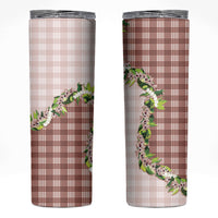 Mocha Hawaii Palaka Skinny Tumbler Maile Pikake Honohono Orchid Lei LT05 Mocha - Polynesian Pride