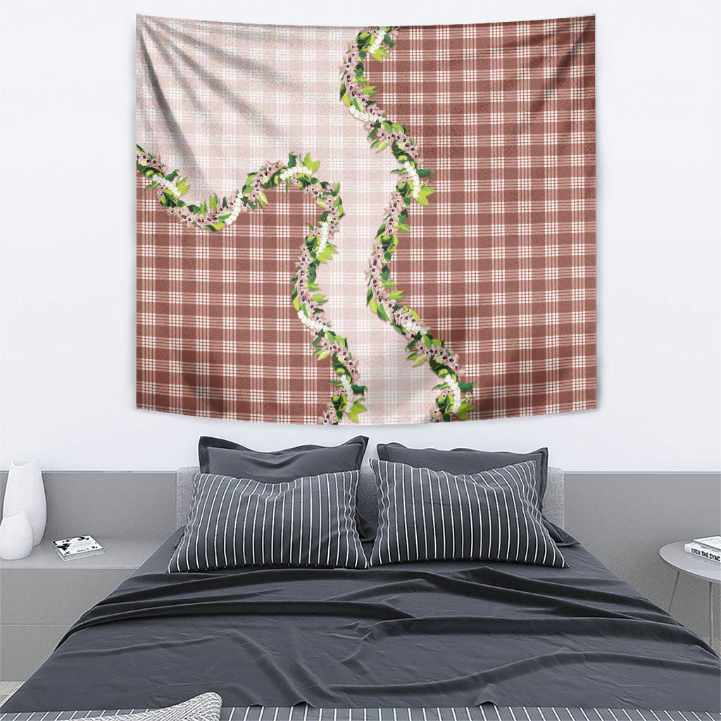 Mocha Hawaii Palaka Tapestry Maile Pikake Honohono Orchid Lei LT05 - Polynesian Pride