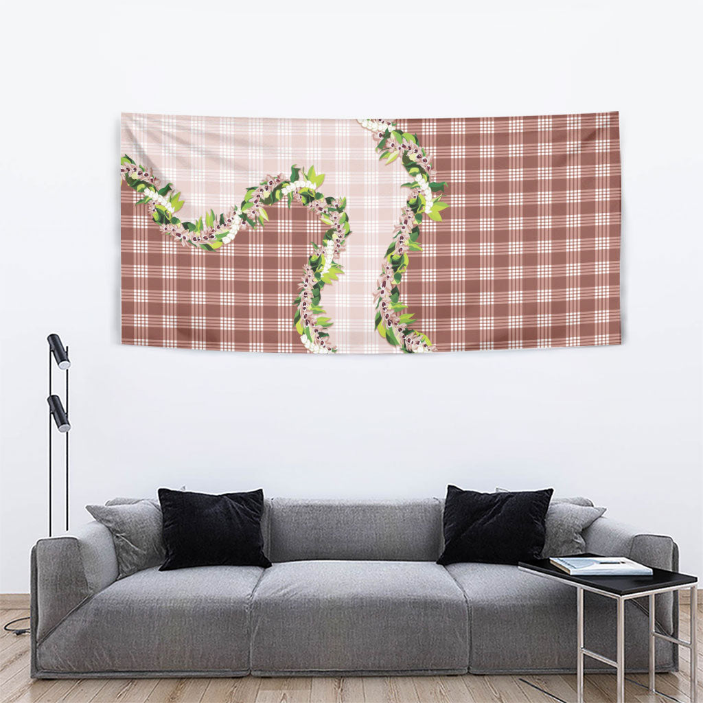 Mocha Hawaii Palaka Tapestry Maile Pikake Honohono Orchid Lei LT05 - Polynesian Pride