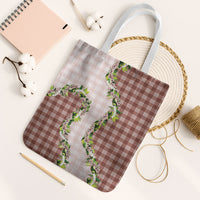 Mocha Hawaii Palaka Tote Bag Maile Pikake Honohono Orchid Lei
