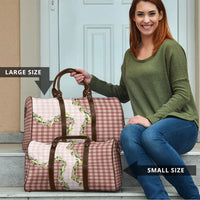 Mocha Hawaii Palaka Travel Bag Maile Pikake Honohono Orchid Lei