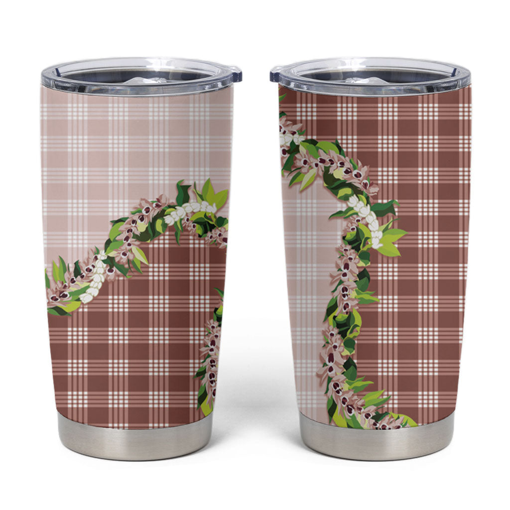 Mocha Hawaii Palaka Tumbler Cup Maile Pikake Honohono Orchid Lei