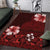 Hawaii Hibiscus With Oxblood Polynesian Pattern Area Rug