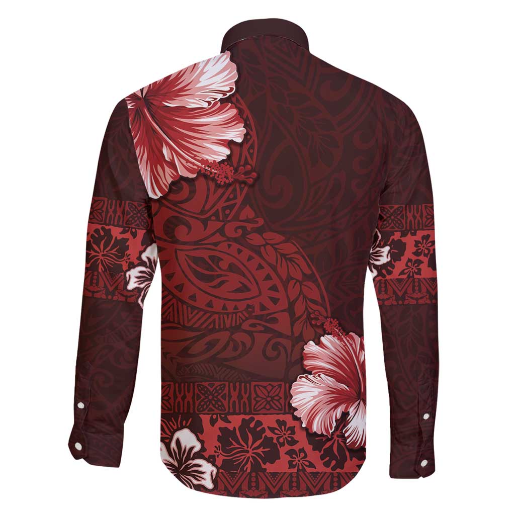 Hawaii Hibiscus With Oxblood Polynesian Pattern Family Matching Mermaid Dress and Hawaiian Shirt