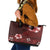 Hawaii Hibiscus With Oxblood Polynesian Pattern Leather Tote Bag