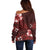 Hawaii Hibiscus With Oxblood Polynesian Pattern Off Shoulder Sweater