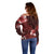 Hawaii Hibiscus With Oxblood Polynesian Pattern Off Shoulder Sweater