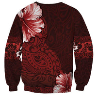 Hawaii Hibiscus With Oxblood Polynesian Pattern Sweatshirt