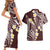 Plumeria With Oxblood Polynesian Tattoo Pattern Couples Matching Short Sleeve Bodycon Dress and Hawaiian Shirt