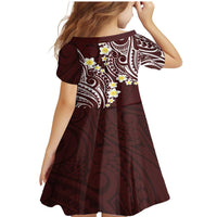 Plumeria With Oxblood Polynesian Tattoo Pattern Family Matching Mermaid Dress and Hawaiian Shirt LT05 - Polynesian Pride