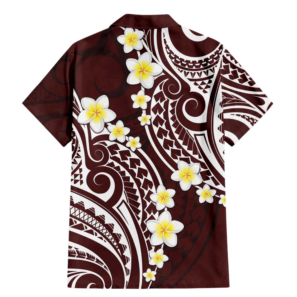 Plumeria With Oxblood Polynesian Tattoo Pattern Family Matching Mermaid Dress and Hawaiian Shirt LT05 - Polynesian Pride