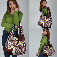 Plumeria With Oxblood Polynesian Tattoo Pattern Grocery Bag