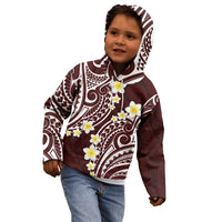 Plumeria With Oxblood Polynesian Tattoo Pattern Kid Hoodie