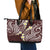 Plumeria With Oxblood Polynesian Tattoo Pattern Leather Tote Bag