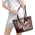 Plumeria With Oxblood Polynesian Tattoo Pattern Leather Tote Bag