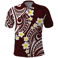 Plumeria With Oxblood Polynesian Tattoo Pattern Polo Shirt