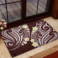 Plumeria With Oxblood Polynesian Tattoo Pattern Rubber Doormat
