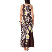 Plumeria With Oxblood Polynesian Tattoo Pattern Tank Maxi Dress