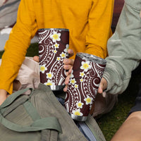 Plumeria With Oxblood Polynesian Tattoo Pattern Tumbler Cup