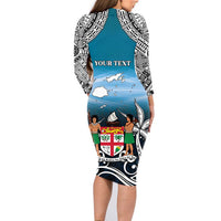 Personalised Happy 54th Fiji Day Family Matching Long Sleeve Bodycon Dress and Hawaiian Shirt Forever Fiji With Tapa Tribal Pattern LT05 - Polynesian Pride