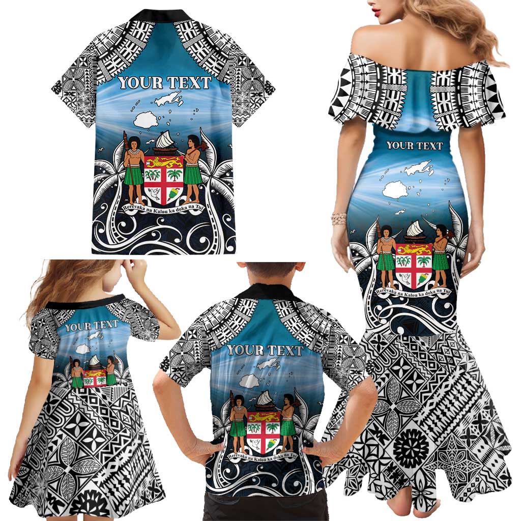 Personalised Happy 54th Fiji Day Family Matching Mermaid Dress and Hawaiian Shirt Forever Fiji With Tapa Tribal Pattern LT05 - Polynesian Pride
