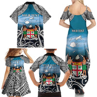Personalised Happy 50th Fiji Day Family Matching Summer Maxi Dress and Hawaiian Shirt Forever Fiji With Tapa Tribal Pattern