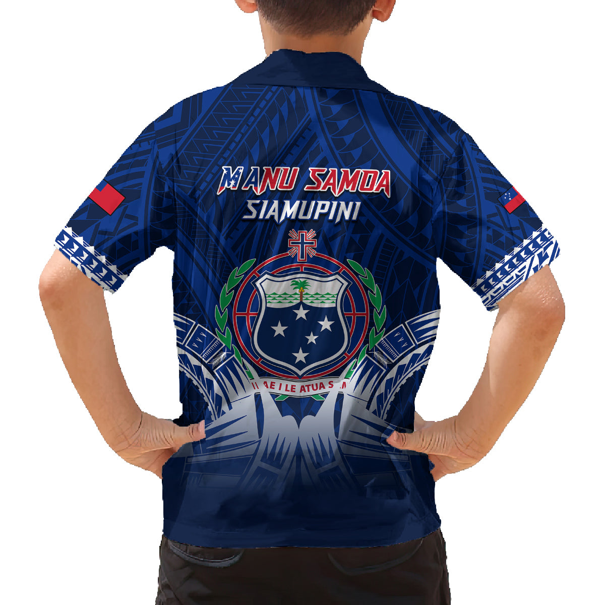 Samoa Rugby Family Matching Mermaid Dress and Hawaiian Shirt World Cup 2023 Coat Of Arms With Polynesian Pattern LT05 - Polynesian Pride