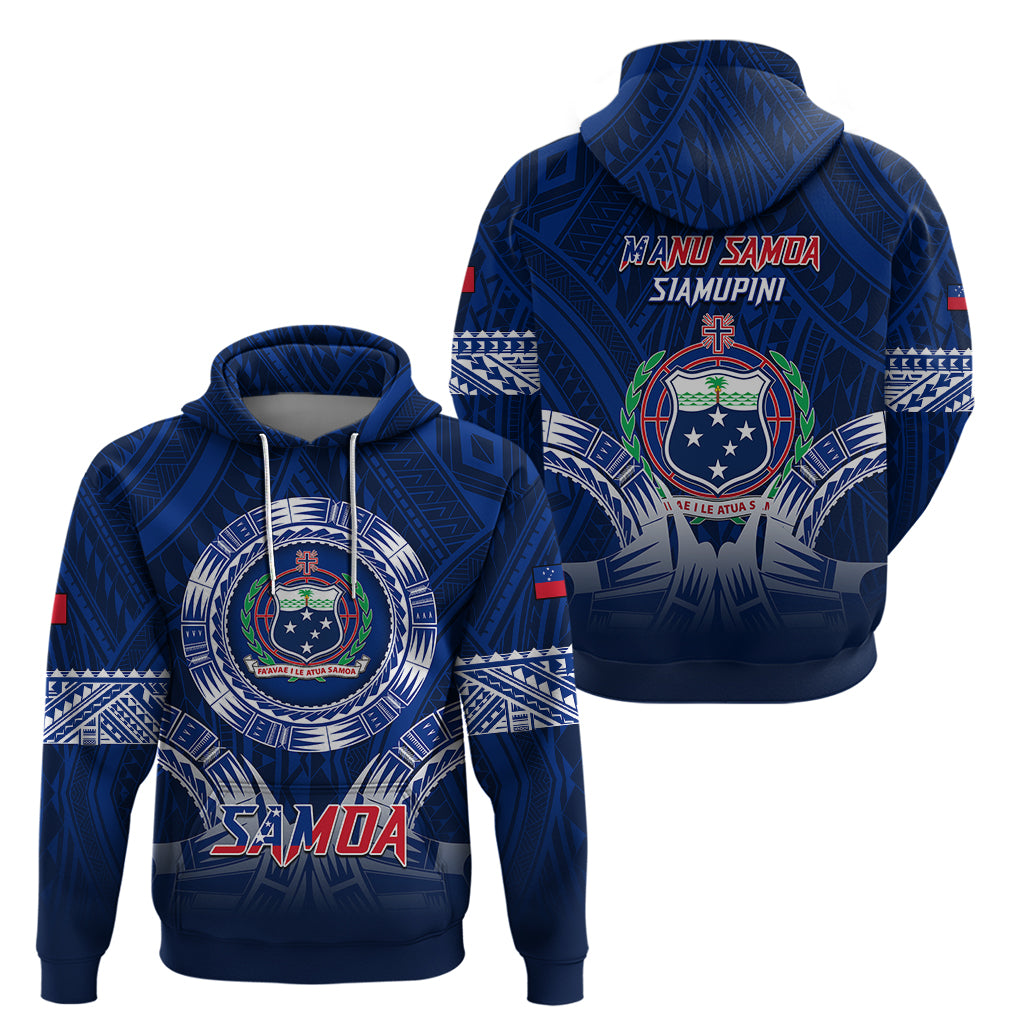 Samoa Rugby Hoodie World Cup 2023 Coat Of Arms With Polynesian Pattern LT05 - Polynesian Pride
