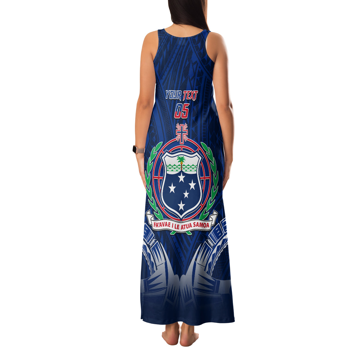 Custom Samoa Rugby Family Matching Tank Maxi Dress and Hawaiian Shirt World Cup 2023 Coat Of Arms With Polynesian Pattern LT05 - Polynesian Pride