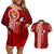 Tonga Rugby Couples Matching Off Shoulder Short Dress and Hawaiian Shirt World Cup 2023 Coat Of Arms Ngatu Pattern LT05 Red - Polynesian Pride