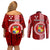 Tonga Rugby Couples Matching Off Shoulder Short Dress and Long Sleeve Button Shirts World Cup 2023 Coat Of Arms Ngatu Pattern LT05 - Polynesian Pride