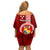 Tonga Rugby Family Matching Off Shoulder Short Dress and Hawaiian Shirt World Cup 2023 Coat Of Arms Ngatu Pattern LT05 - Polynesian Pride