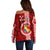 Tonga Rugby Off Shoulder Sweater World Cup 2023 Coat Of Arms Ngatu Pattern LT05 - Polynesian Pride