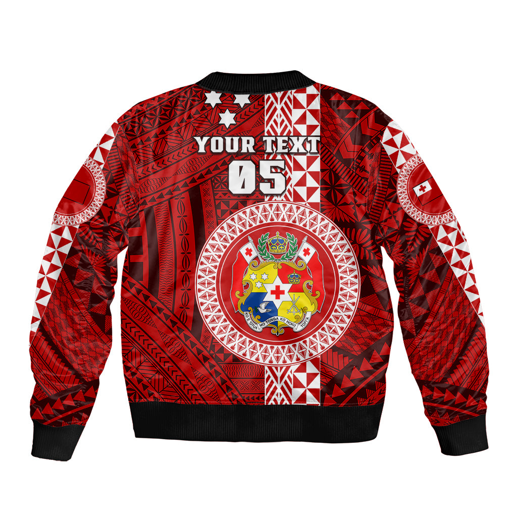 Custom Tonga Rugby Bomber Jacket World Cup 2023 Coat Of Arms Ngatu Pattern LT05 - Polynesian Pride