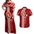 Custom Tonga Rugby Couples Matching Off Shoulder Maxi Dress and Hawaiian Shirt World Cup 2023 Coat Of Arms Ngatu Pattern LT05 Red - Polynesian Pride