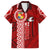 Custom Tonga Rugby Family Matching Off Shoulder Long Sleeve Dress and Hawaiian Shirt World Cup 2023 Coat Of Arms Ngatu Pattern LT05 Dad's Shirt - Short Sleeve Red - Polynesian Pride