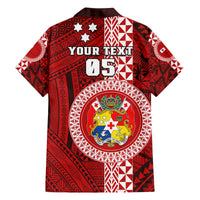 Custom Tonga Rugby Family Matching Off Shoulder Short Dress and Hawaiian Shirt World Cup 2023 Coat Of Arms Ngatu Pattern LT05 - Polynesian Pride