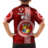 Custom Tonga Rugby Family Matching Tank Maxi Dress and Hawaiian Shirt World Cup 2023 Coat Of Arms Ngatu Pattern LT05 - Polynesian Pride
