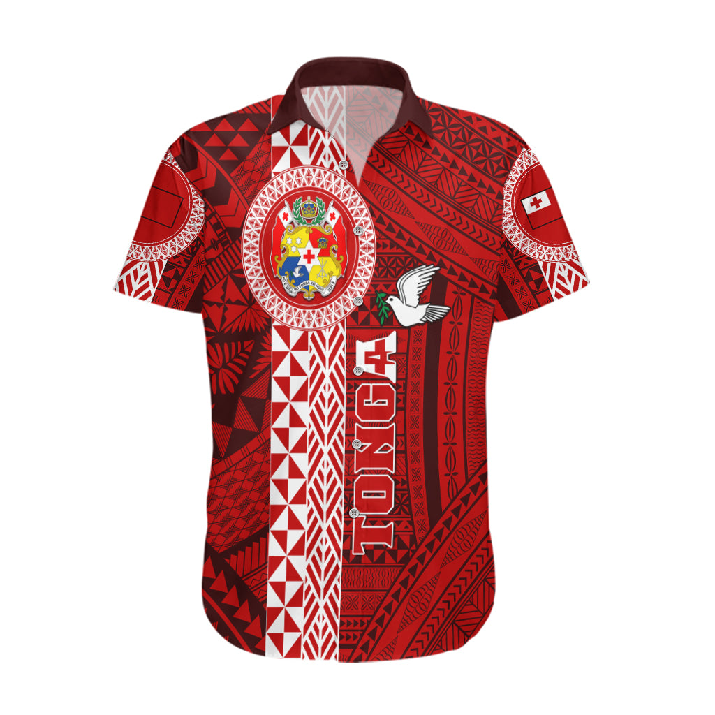 Custom Tonga Rugby Hawaiian Shirt World Cup 2023 Coat Of Arms Ngatu Pattern LT05 Red - Polynesian Pride