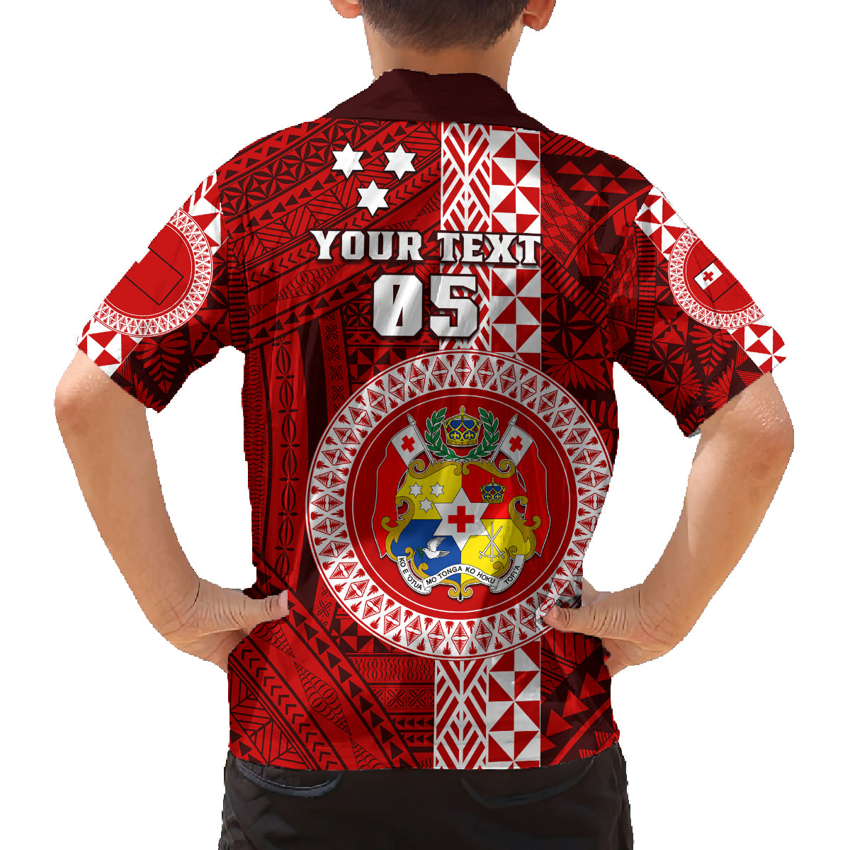 Custom Tonga Rugby Kid Hawaiian Shirt World Cup 2023 Coat Of Arms Ngatu Pattern LT05 - Polynesian Pride