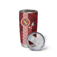 Custom Tonga Rugby Tumbler Cup World Cup 2023 Coat Of Arms Ngatu Pattern