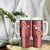 Custom Tonga Rugby Tumbler With Handle World Cup 2023 Coat Of Arms Ngatu Pattern