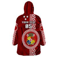 Custom Tonga Rugby Wearable Blanket Hoodie World Cup 2023 Coat Of Arms Ngatu Pattern LT05 - Polynesian Pride