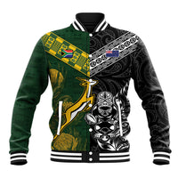 Rugby New Zealand South Africa Baseball Jacket Maori Tiki Springboks Together