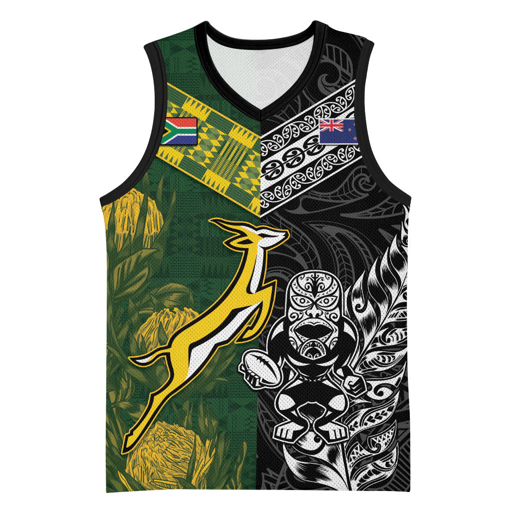 Rugby New Zealand South Africa Basketball Jersey Maori Tiki Springboks Together