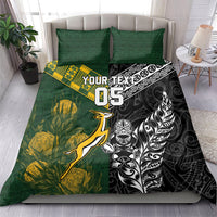 Rugby New Zealand South Africa Bedding Set Maori Tiki Springboks Together