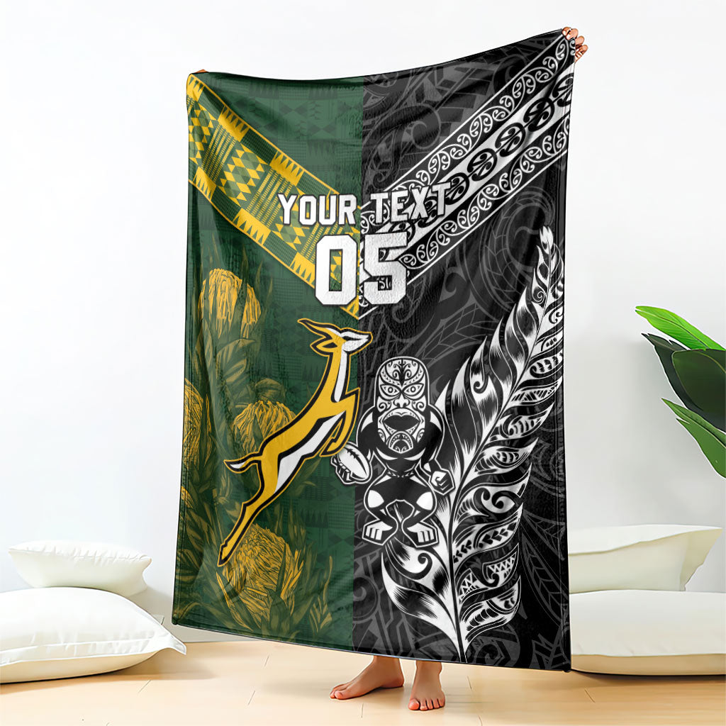 Rugby New Zealand South Africa Blanket Maori Tiki Springboks Together
