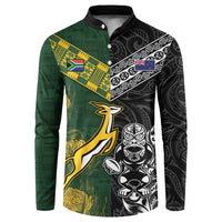 Rugby New Zealand South Africa Button Sweatshirt Maori Tiki Springboks Together