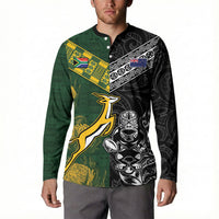 Rugby New Zealand South Africa Button Sweatshirt Maori Tiki Springboks Together