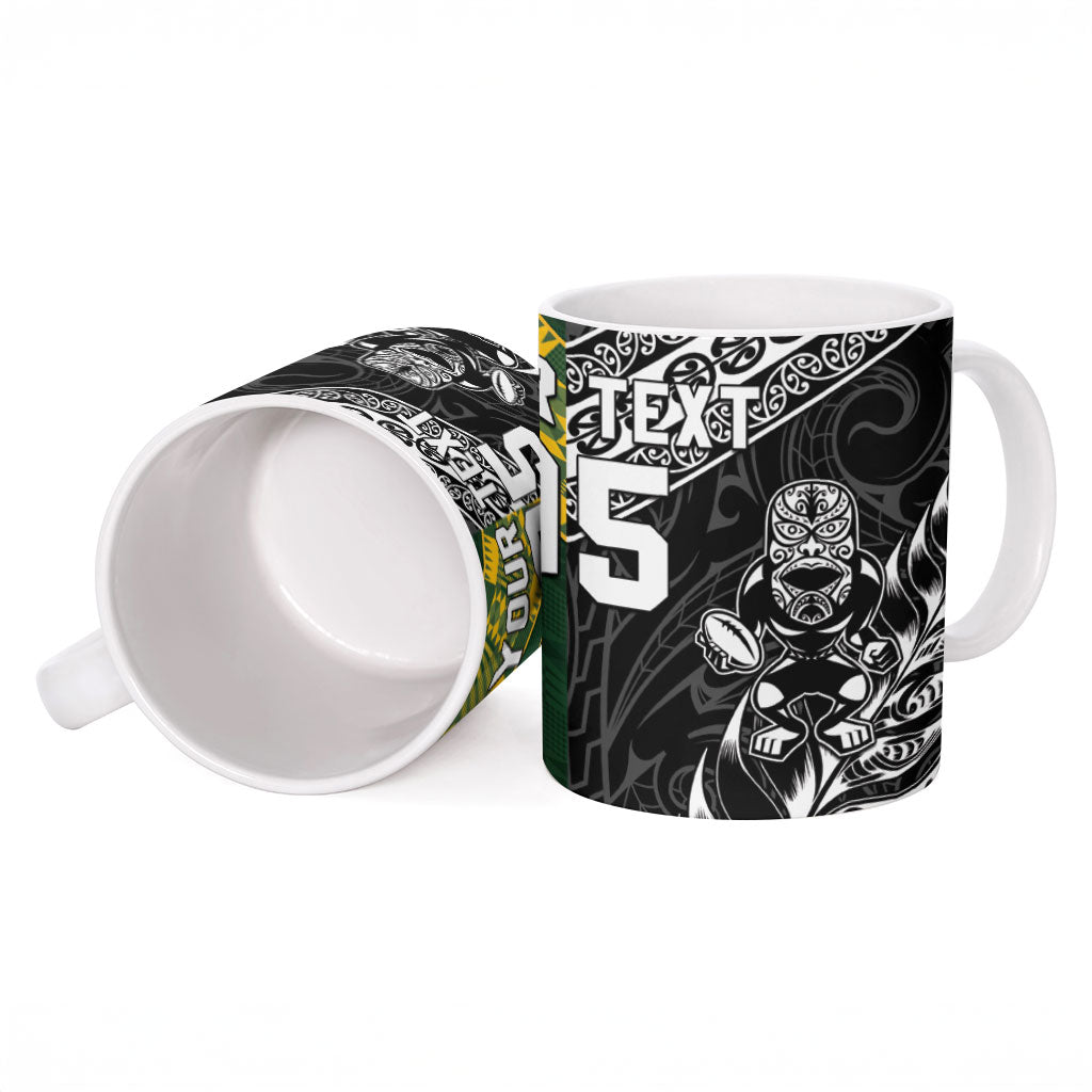 Rugby New Zealand South Africa Ceramic Mug Maori Tiki Springboks Together